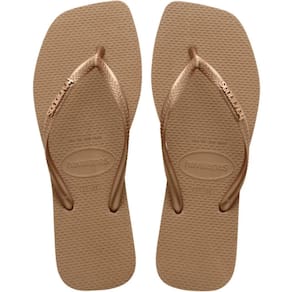 Chinelo Dedo Feminino Casual Dia a Dia Praia Passeio Havaianas Slim Square Logo Metallic