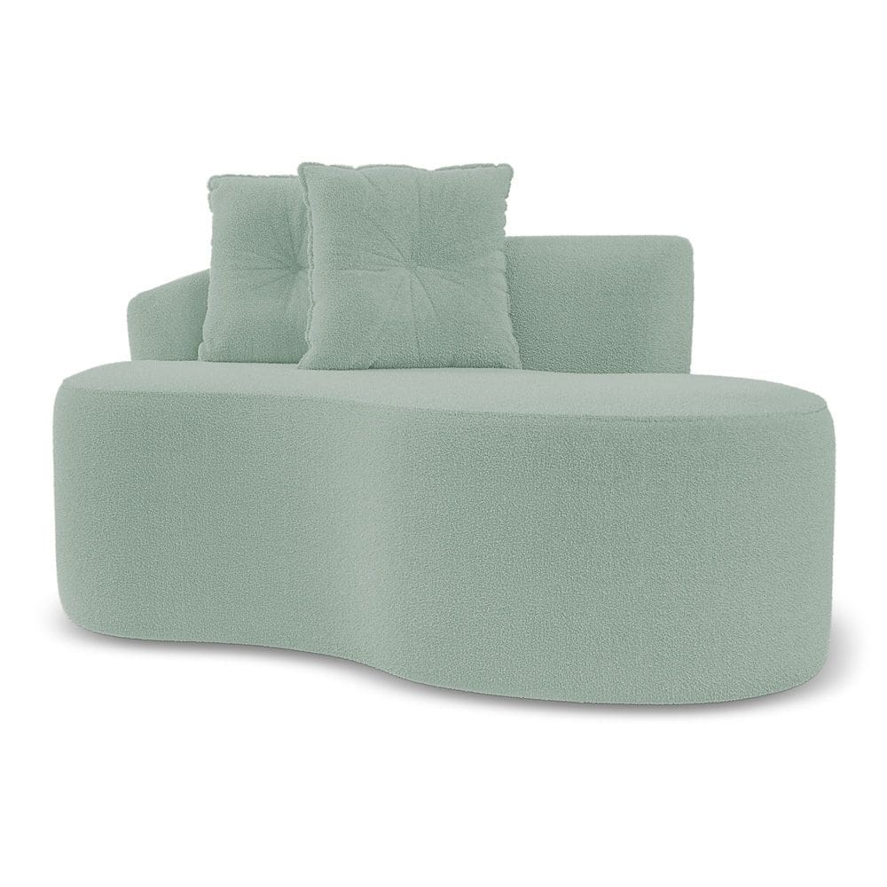 Sofá Orgânico Living Bob 145cm 02 Lugares com 02 Almofadas Bouclê Verde Menta - Desk Design