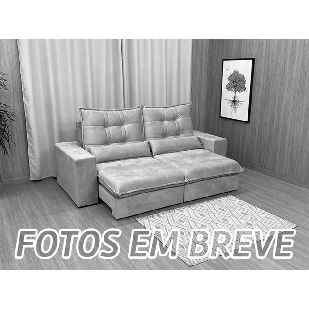 Sofá Retrátil Reclinável 2,50 m Cinza 08 Cairo Plus