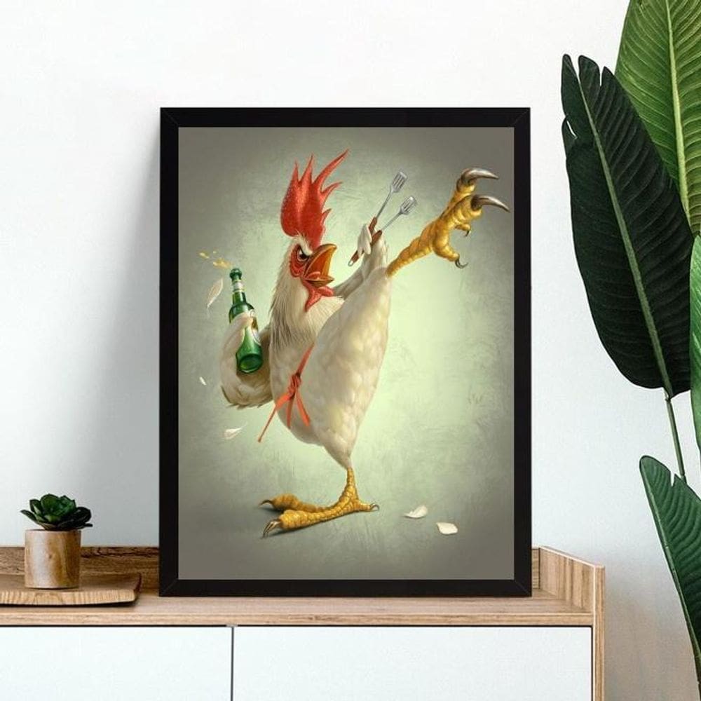 Quadro Decorativo Galo Ninja 33X24Cm