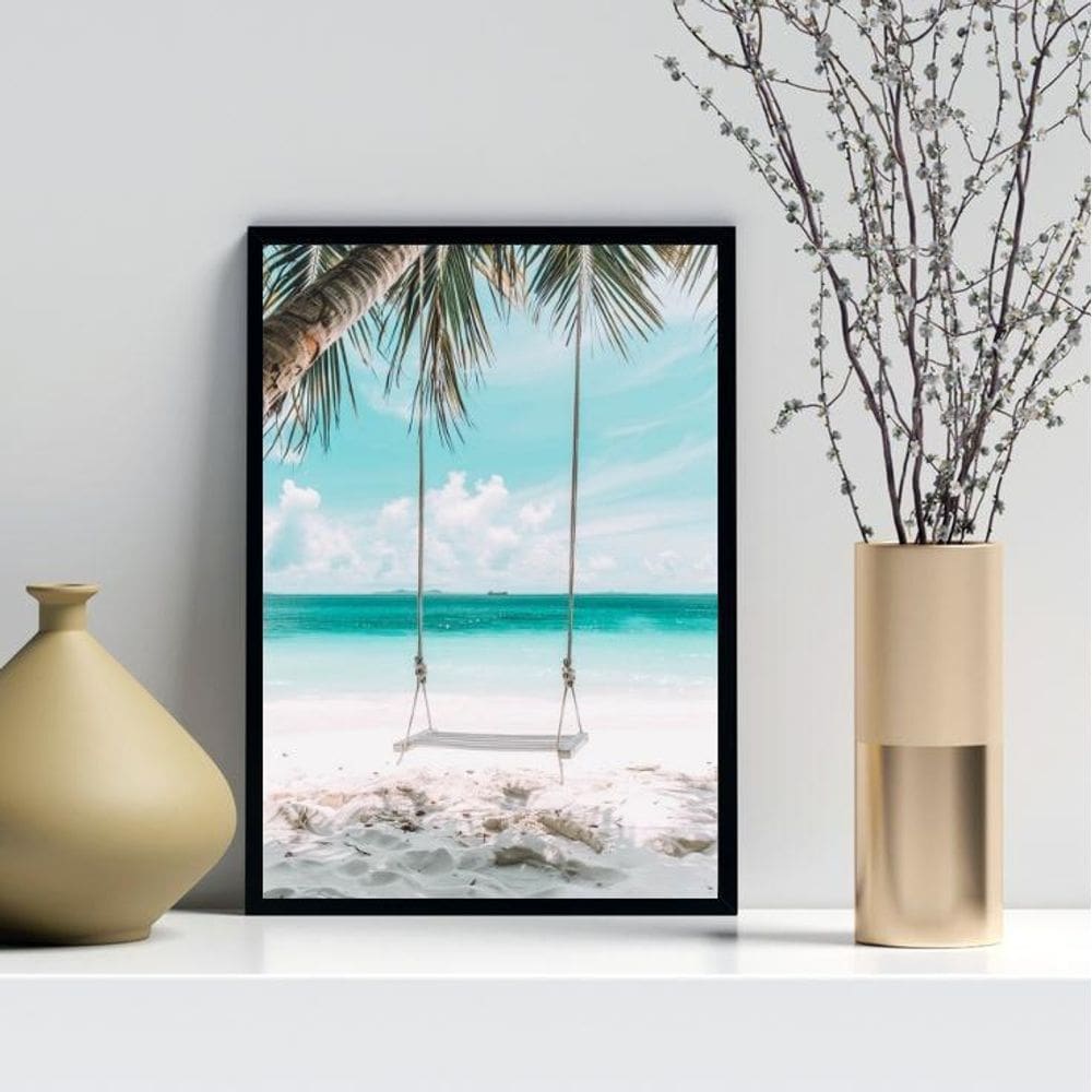 Quadro Decorativo Balanço Na Praia 45X34Cm