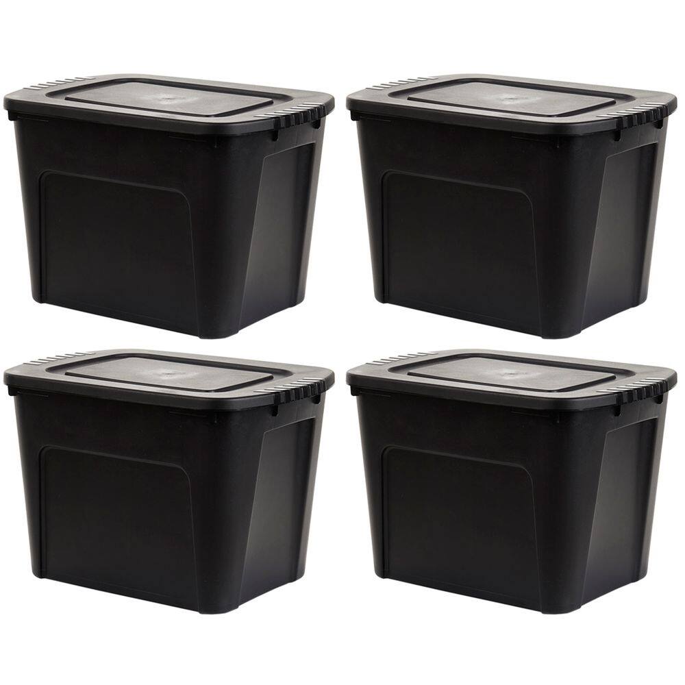 Kit 4 Caixas Organizadora Ecobox 80 Litros Preta