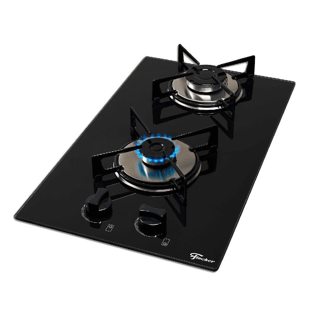 Cooktop a Gás Fischer 2 Bocas Loft com Supervisor de Chama Mesa Vidro Bivolt