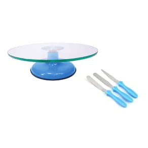Bailarina Giratória De Vidro Azul Resistente + 3 Espátulas