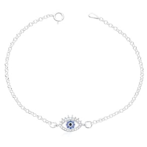 Pulseira Feminina Olho Grego Edith Prata 925 Cravejado Luxo