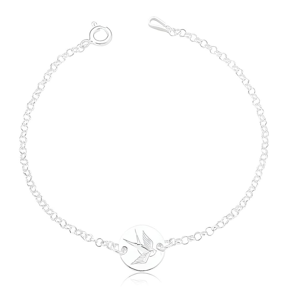 Pulseira Feminina Pássaro Andorinha Abel Prata 925 Legítima