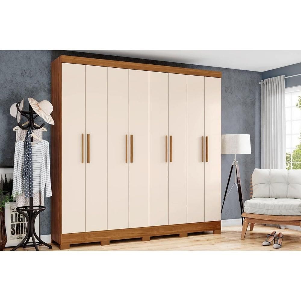 Guarda Roupa 8 Portas e 4 Gavetas B51 Nature/Off White - Henn