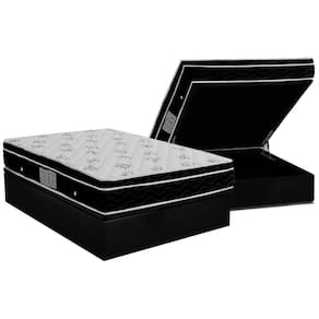 Cama Box Baú Casal: Colchão Molas Ortobom Nanolastic Physical Spring + Base CRC Courano Black(138x188)