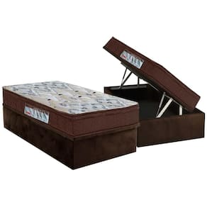 Cama Box Baú Solteiro: Colchão Espuma D45 Ortobom  / EP ISO 150 Mega Firme + Base CRC Suede Brown(88x188)
