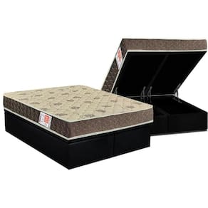 Cama Box Baú Queen: Colchão Espuma Orthoflex D33 Comfortpedic Line + Base CRC Suede Black(158x198)