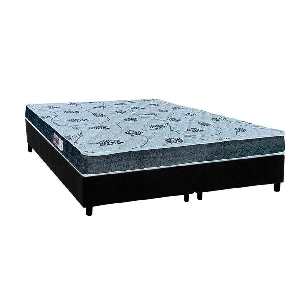 Cama Box Queen: Colchão Espuma Orthoflex D45/EP Cecina + Base CRC Suede Black(158x198)
