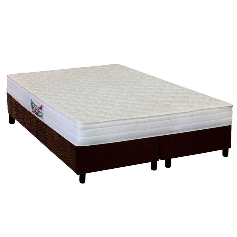 Cama Box Queen: Colchão Espuma Herval AG65 Frontier + Base CRC Suede Brown(158x198)