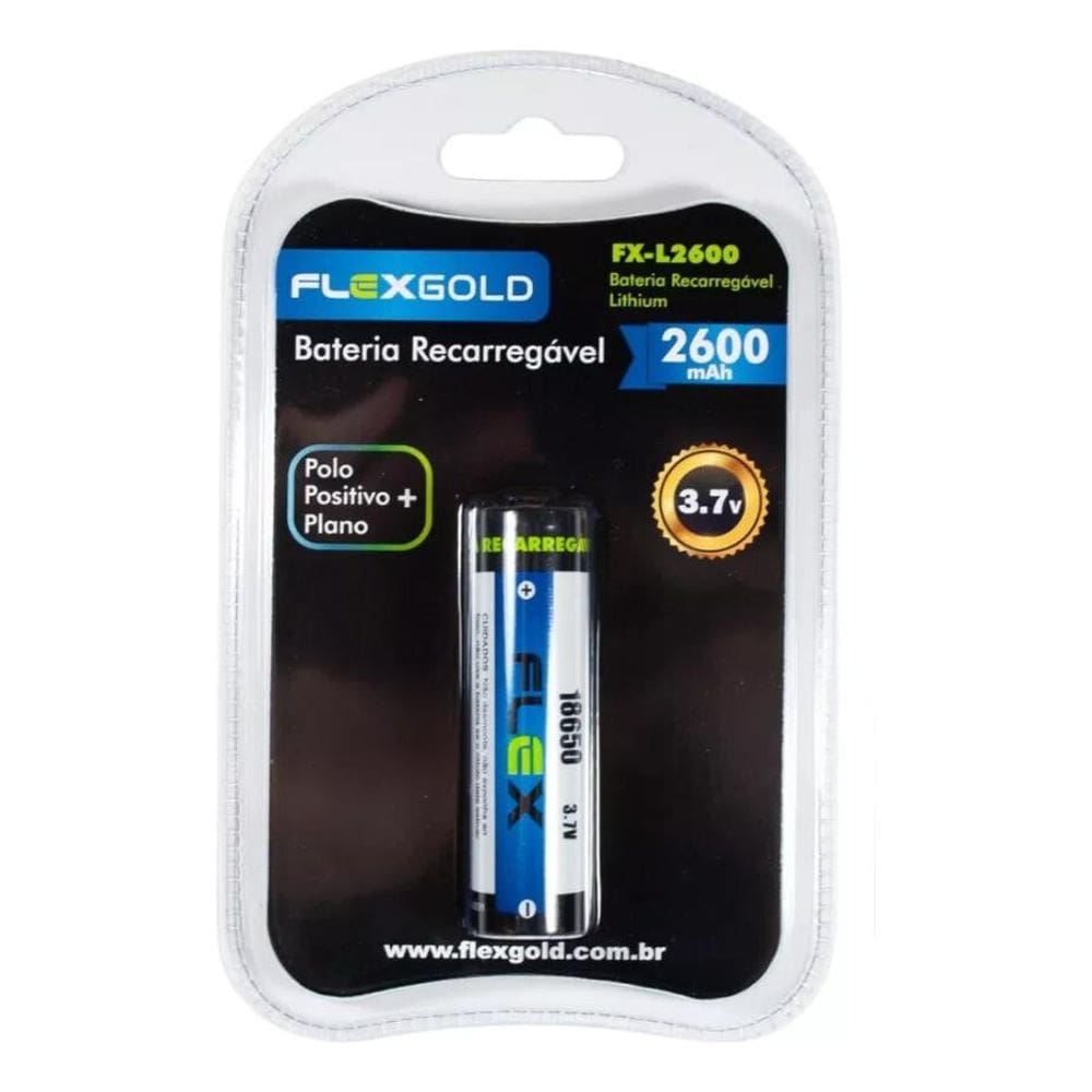 Pilha recarregável Flex Bateria 18650 3.7v 2600 mAh Lanterna Tatica