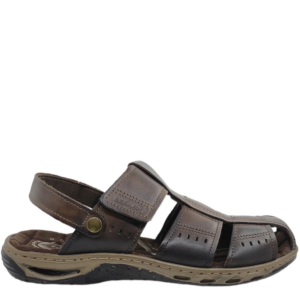 Sandália Fechada Masculina Casual Dia a Dia em Couro Amortech Ultra Confort Pegada 131669