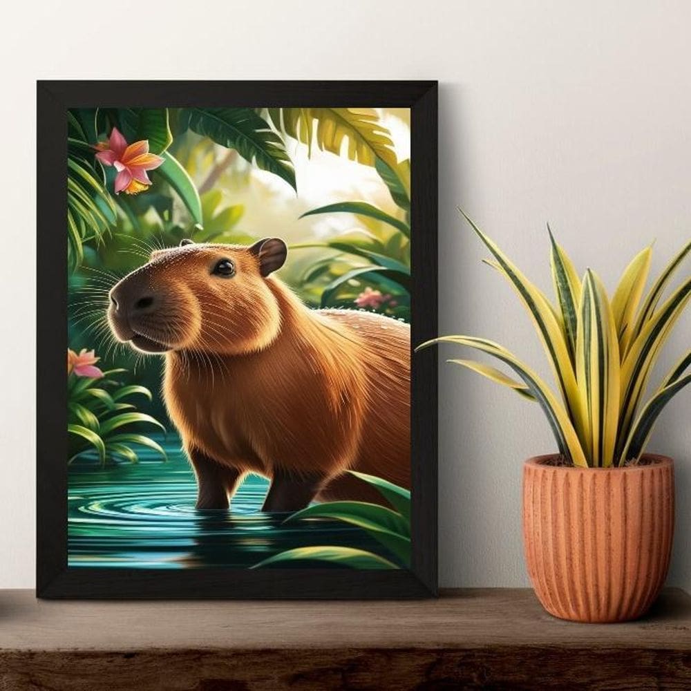Quadro Decorativo Capivara Tropical 24X18Cm