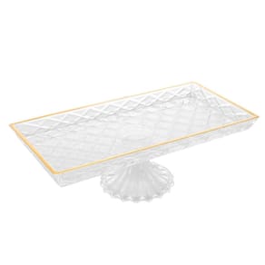 Travessa Deli Diamond Fio De Ouro Com Pé 34,5Cm X 18,5Cm