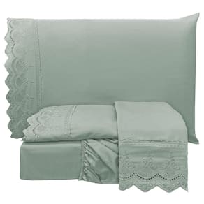 Jogo Cama Casal Angely Bordado Inglês 4 pçs Cinza