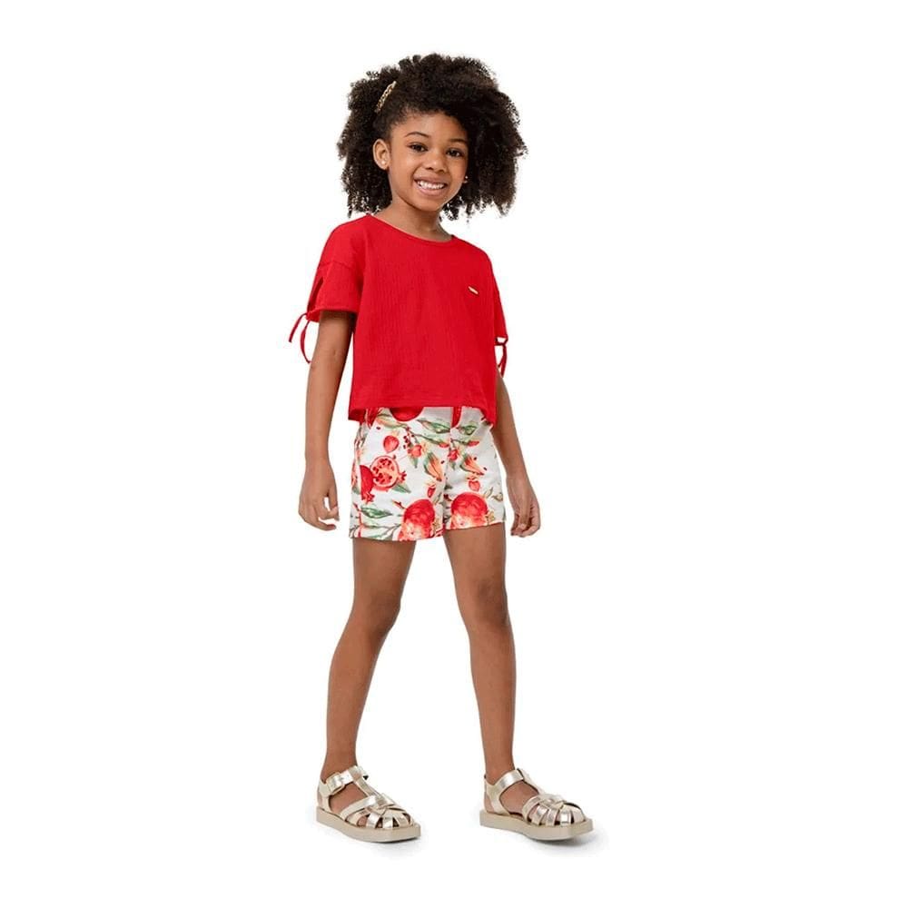 Conjunto Infantil Blusa Jacquard E Shorts Estampado Carinhoso Ref:1000112431 10/12