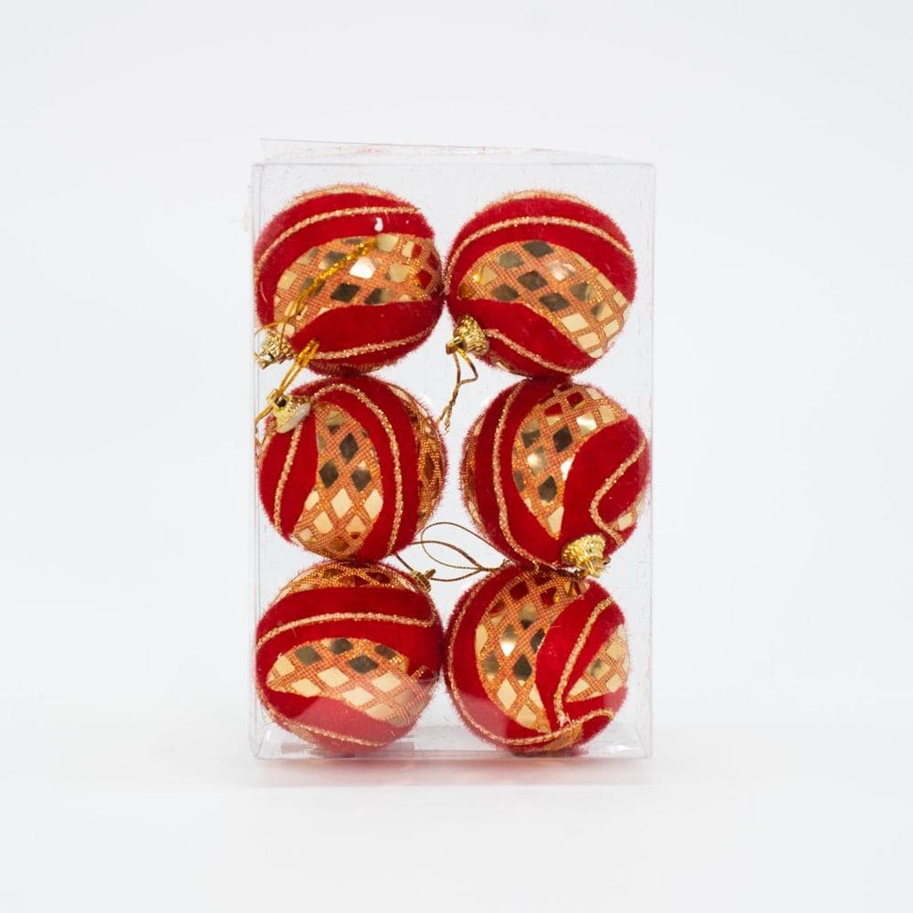 Kit 24Un Enfeite Arvore Natal Bolas Vermelha Decorativa 60mm