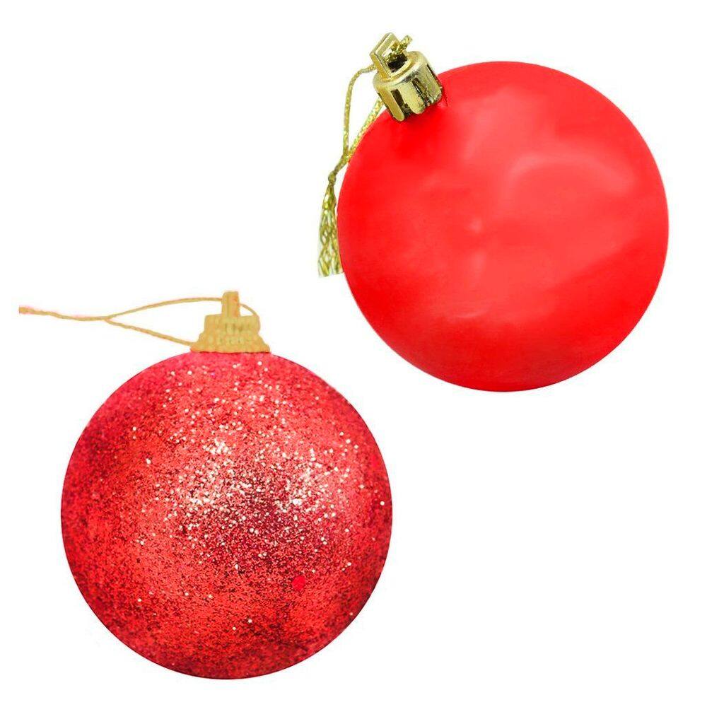Kit 84 Bolas Enfeite Natalino Árvore Natal 60mm Vermelho