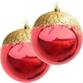 Kit 4 Bolas Enfeite Natalino Árvore Natal Dourado Vermelho
