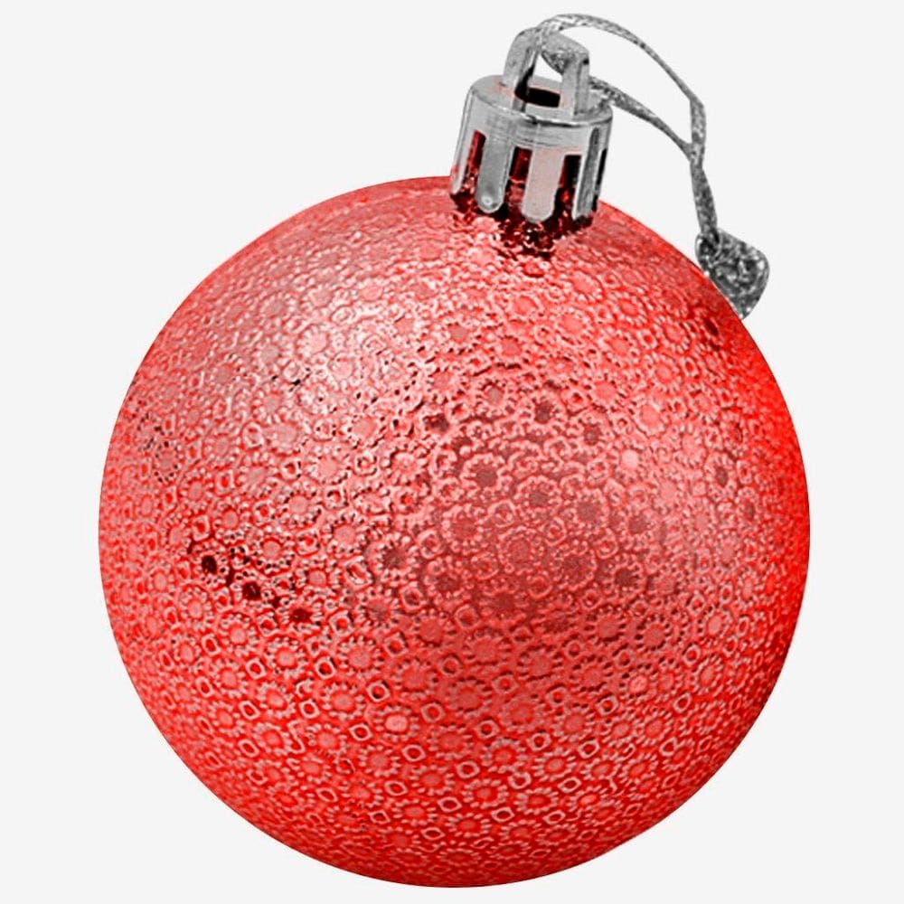 Kit 24 Bolas Enfeite Natalino Árvore Natal 60mm Vermelho