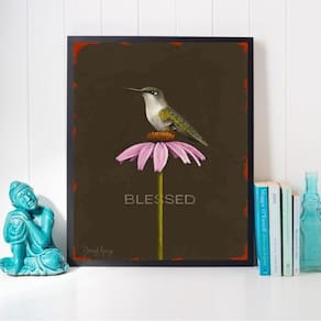 Quadro Passarinho - Blessed 24X18Cm