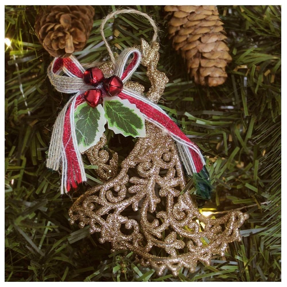 Kit 8 Enfeite Pendente Árvore Natal Anjo Dourado 12,5cm