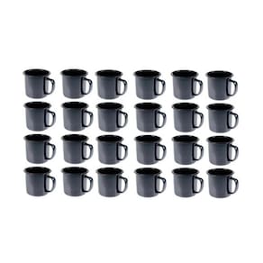 Caneca Esmaltada Retro 350Ml Preta Vintage Jogo 36 Pcs