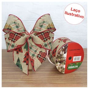 Kit 4 Rolo Fita Aramada Natal Decoração Natalina 6,3cm x 9,14m