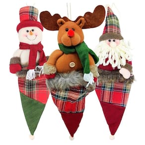 Kit 3 Enfeites Árvore Natal Rena Noel Boneco Neve Natalino