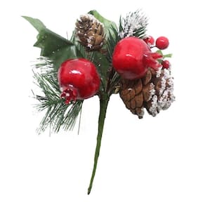 Kit 2 Ramos Romã Decoração De Natal Artificial Com Detalhes Branco 16cm