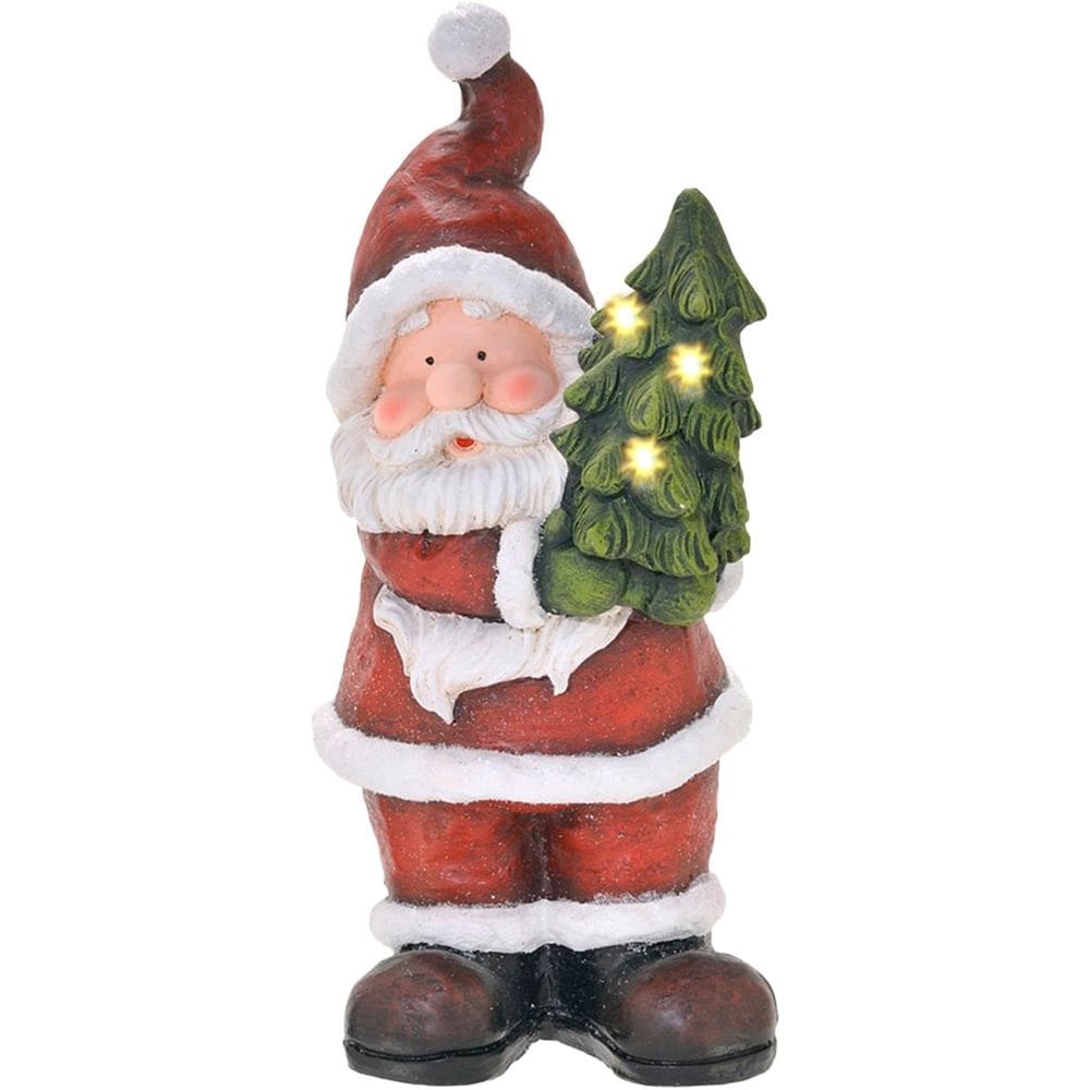 Estatueta Natalina Papai Noel Árvore De Natal Luz LED 45cm