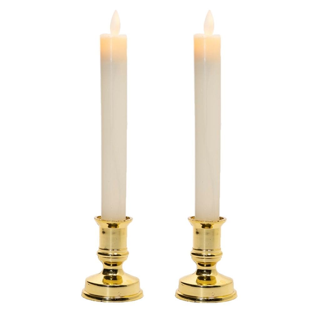 Castiçal Com Vela Elétrica 25cm Decoração Natalina 2pçs