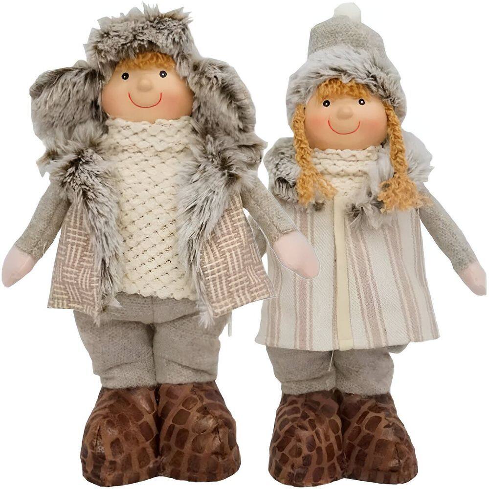 Dupla Bonecos Pelúcia Natalino Menino Menina Enfeite Natal