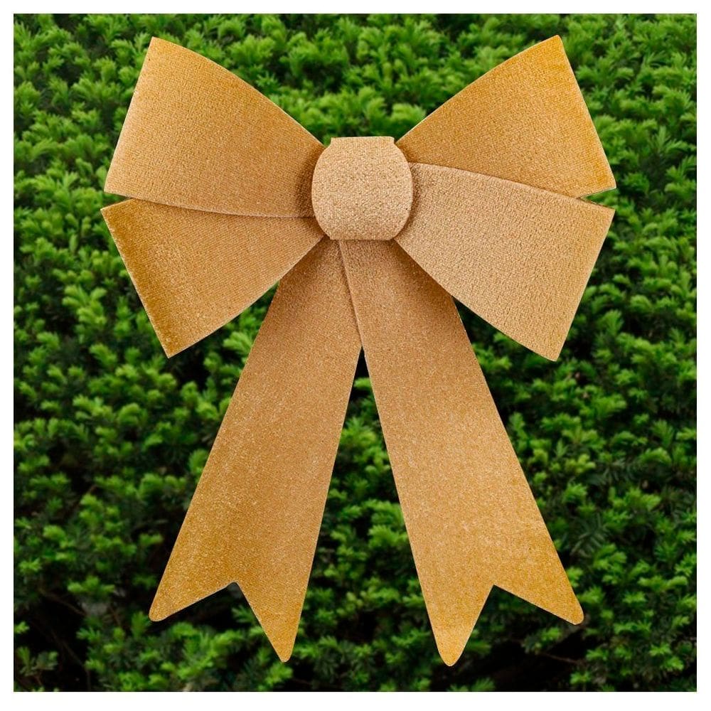 Kit 6 Enfeites Árvore Natal Laço Dourado Veludo 27cm