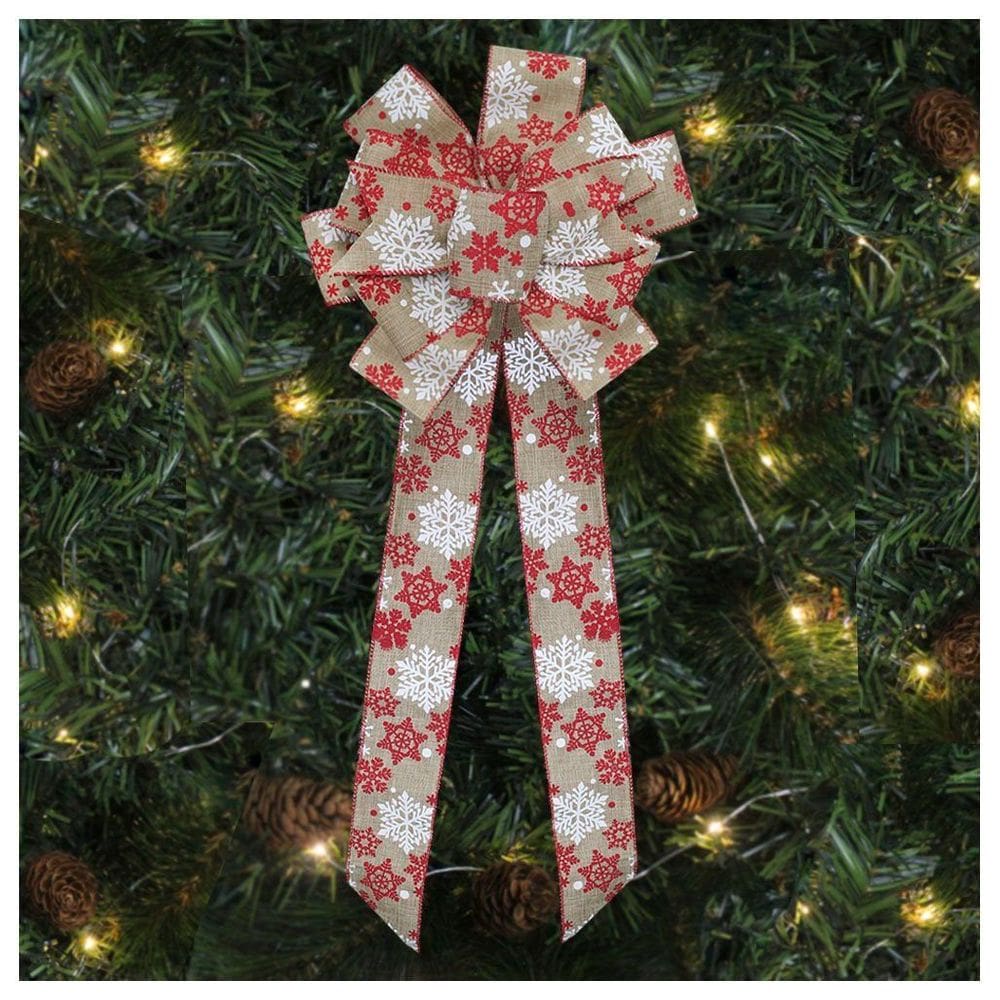 Kit 2 Enfeite Árvore Natal Laço Decorado Flocos De Neve 78 Cm