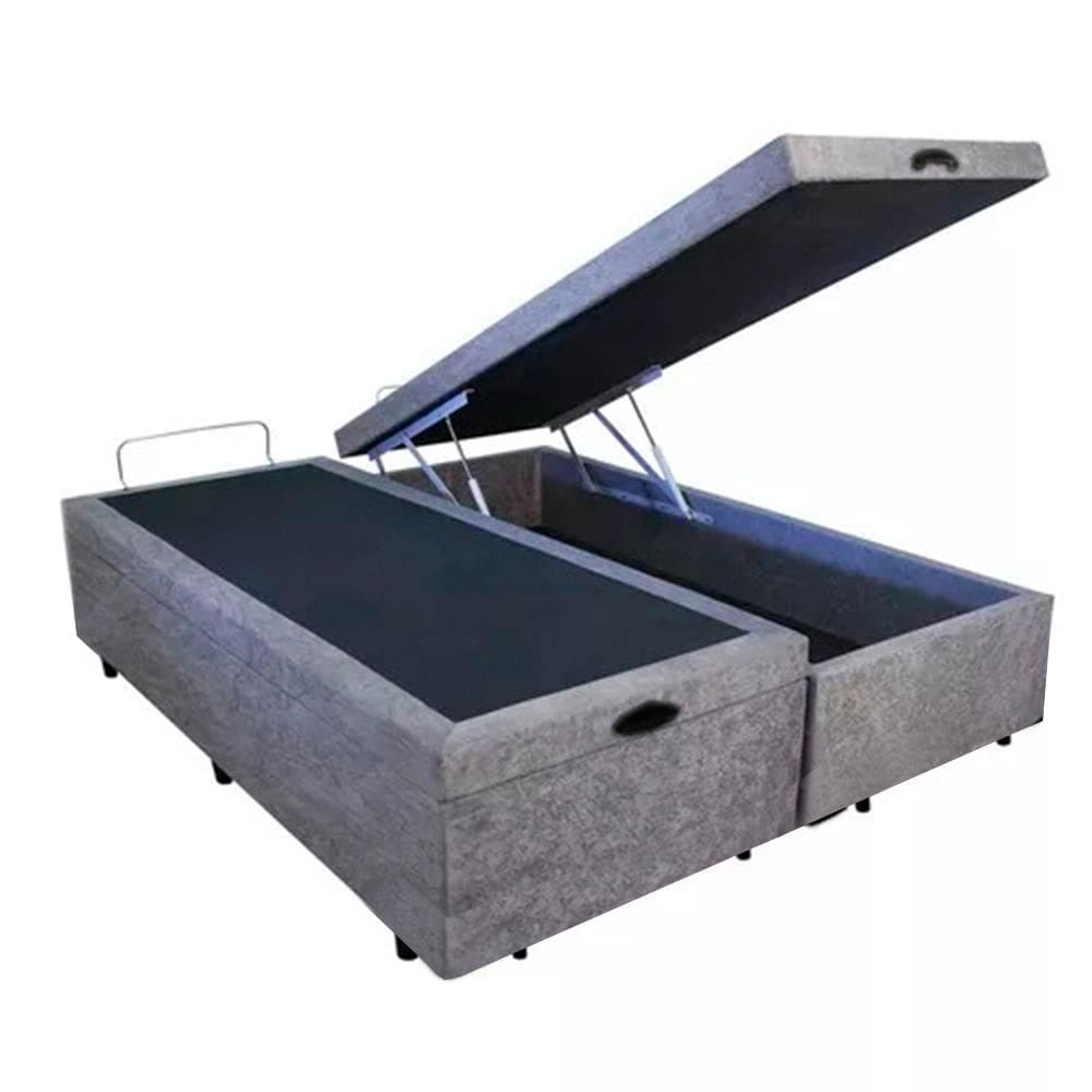 Base Box Bau Queen Bipartido Premium Santo Box Suede 47x158x198