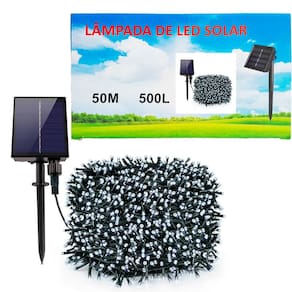 Pisca Fio De LEDs Solar 500 Lâmpadas Externa Decoração 50m