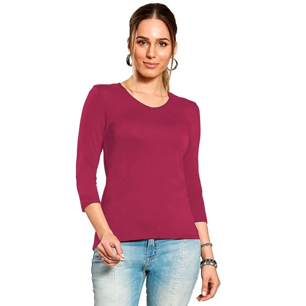 Blusa Feminina Básica Manga Longa 7/8 Viscolycra