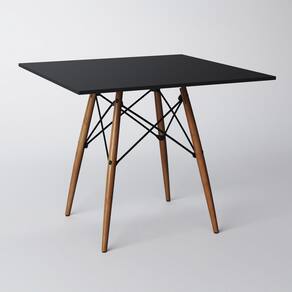 Mesa de Jantar Eiffel Quadrado Tampo de Madeira 90cm Preto