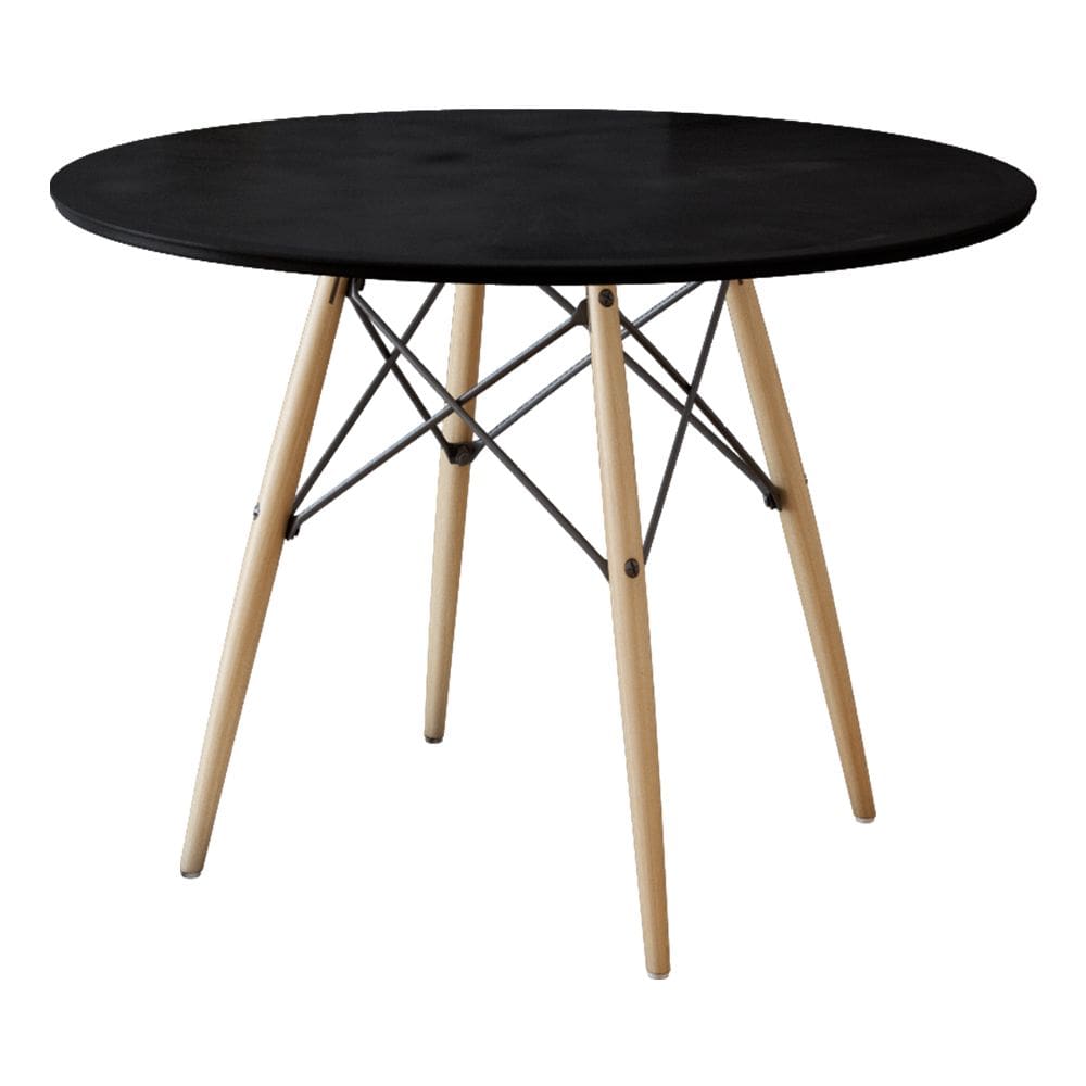 Mesa de Jantar Eiffel Redondo Tampo de Madeira 110cm Preto