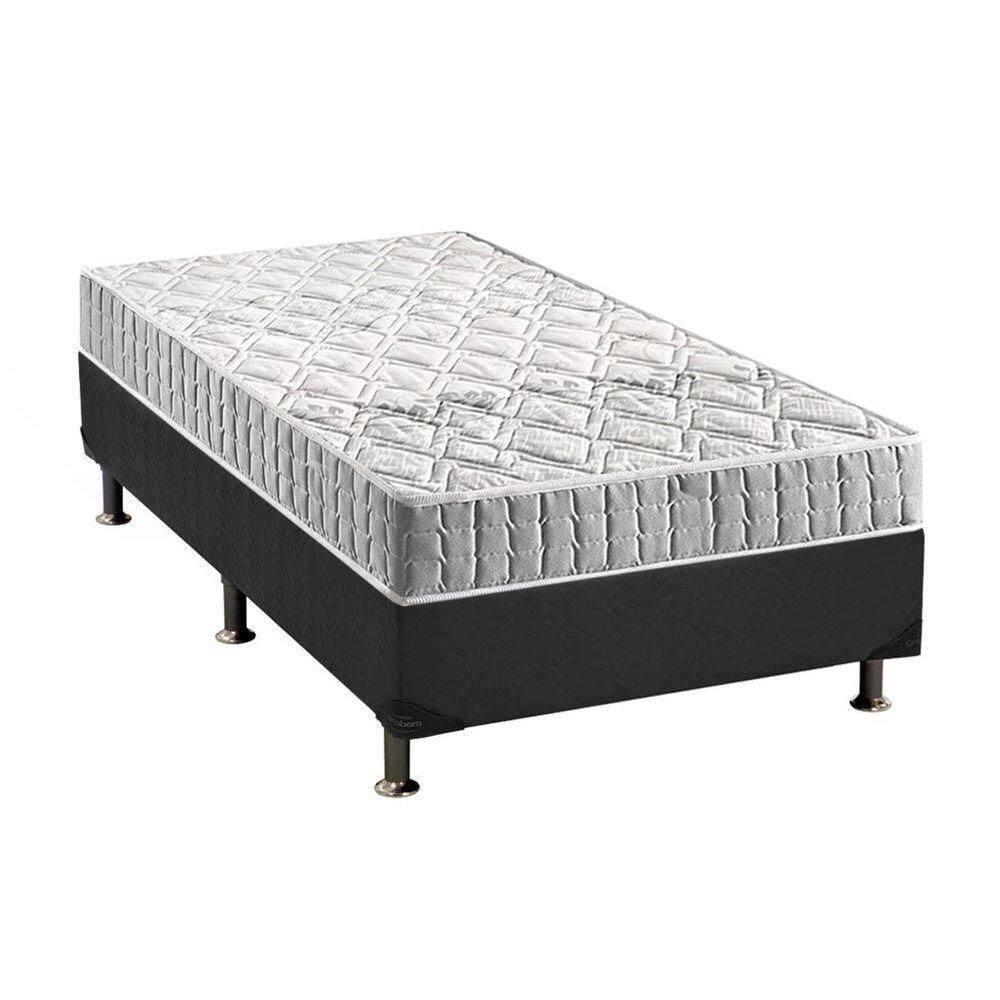Cama Box Solteiro: Colchão Espuma D33 Anjos Orthosono + Base CRC Suede Gray(88x188)