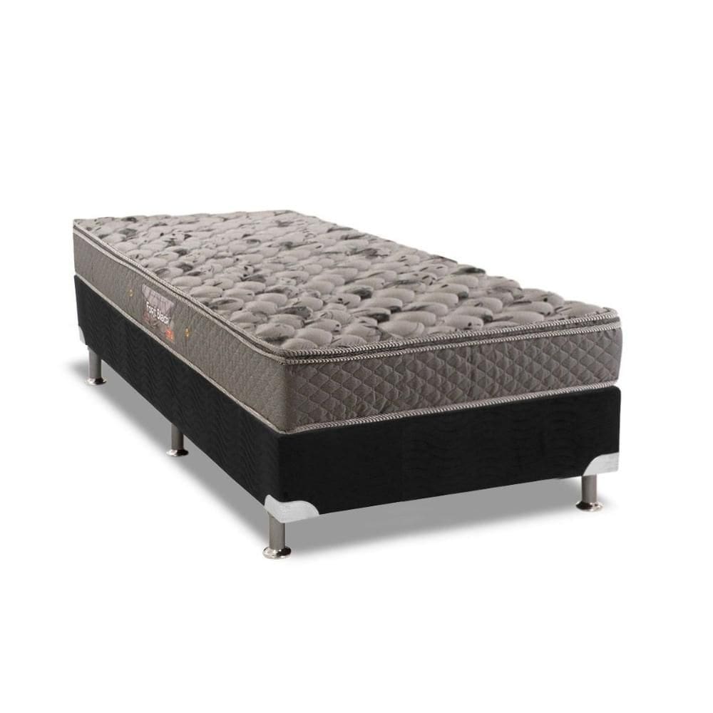 Cama Box Solteiro: Colchão Espuma Herval AG65 Firme Fort + Base CRC Suede Black(88x188)