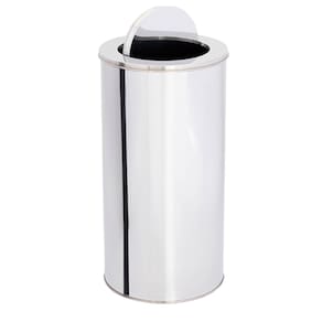 Lixeira em Aço Inox 40L Basculante Redonda