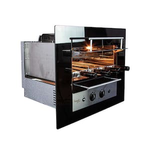 Churrasqueira Gourmet Rotativa a Gás Natural Embutir 48x52cm Aço Inox Glass Premium 04 Bivolt - Hope