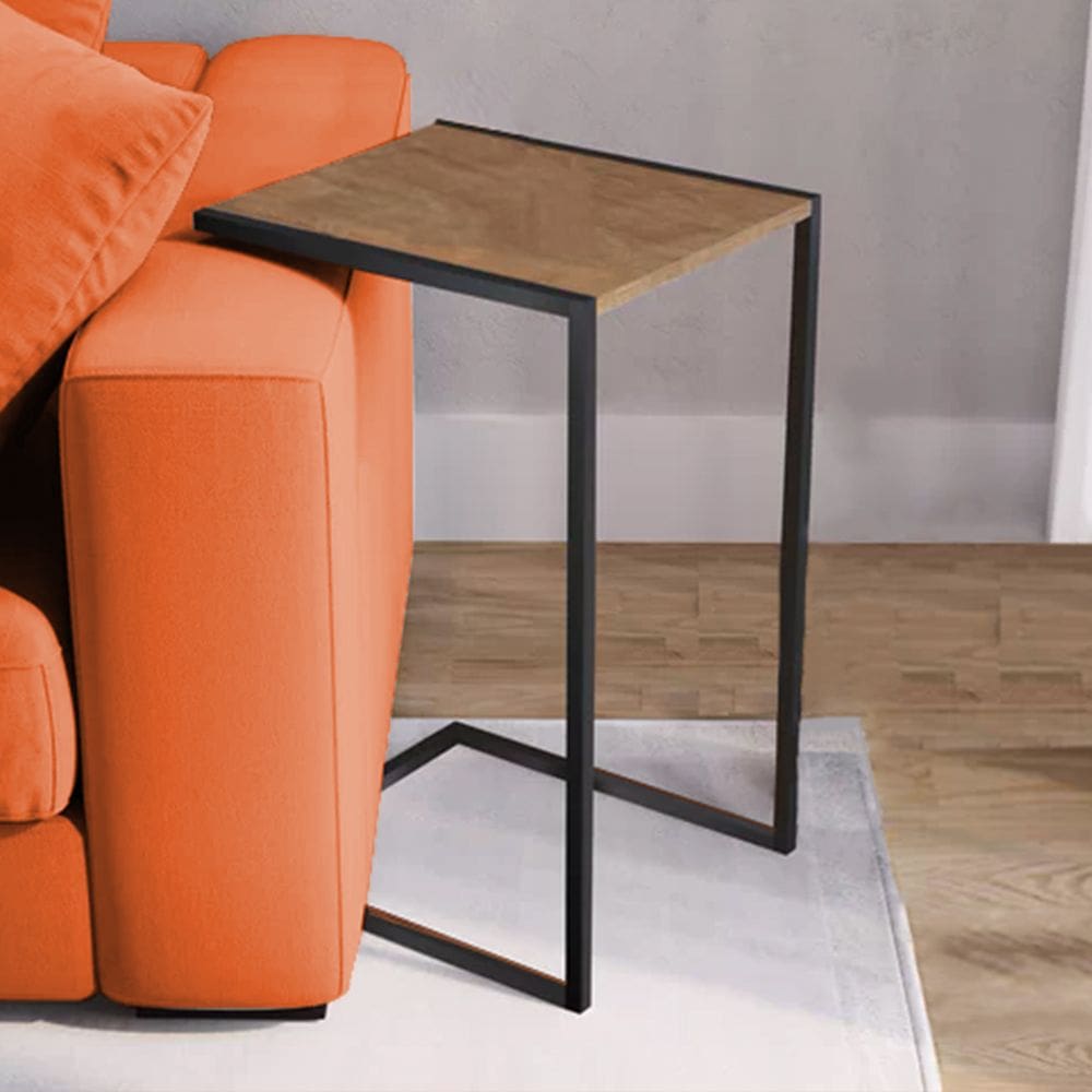 Mesa Lateral Industrial Steel Preta e Imbuia