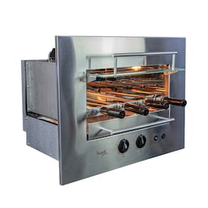Churrasqueira Pequena de Embutir Rotativa a Gás Aço Inox Bivolt