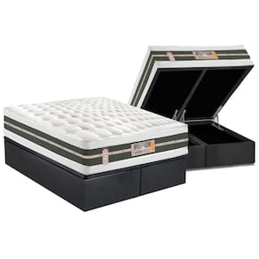 Cama Box Baú King: Colchão Molas Castor Bonnel Silver Star Air Double Face + Base CRC Suede Gray(193x203)