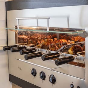 Churrasqueira e Forno de Pizza a Gás GLP Embutir 48 x 77 cm Inox Não faz Fumaça - Hope